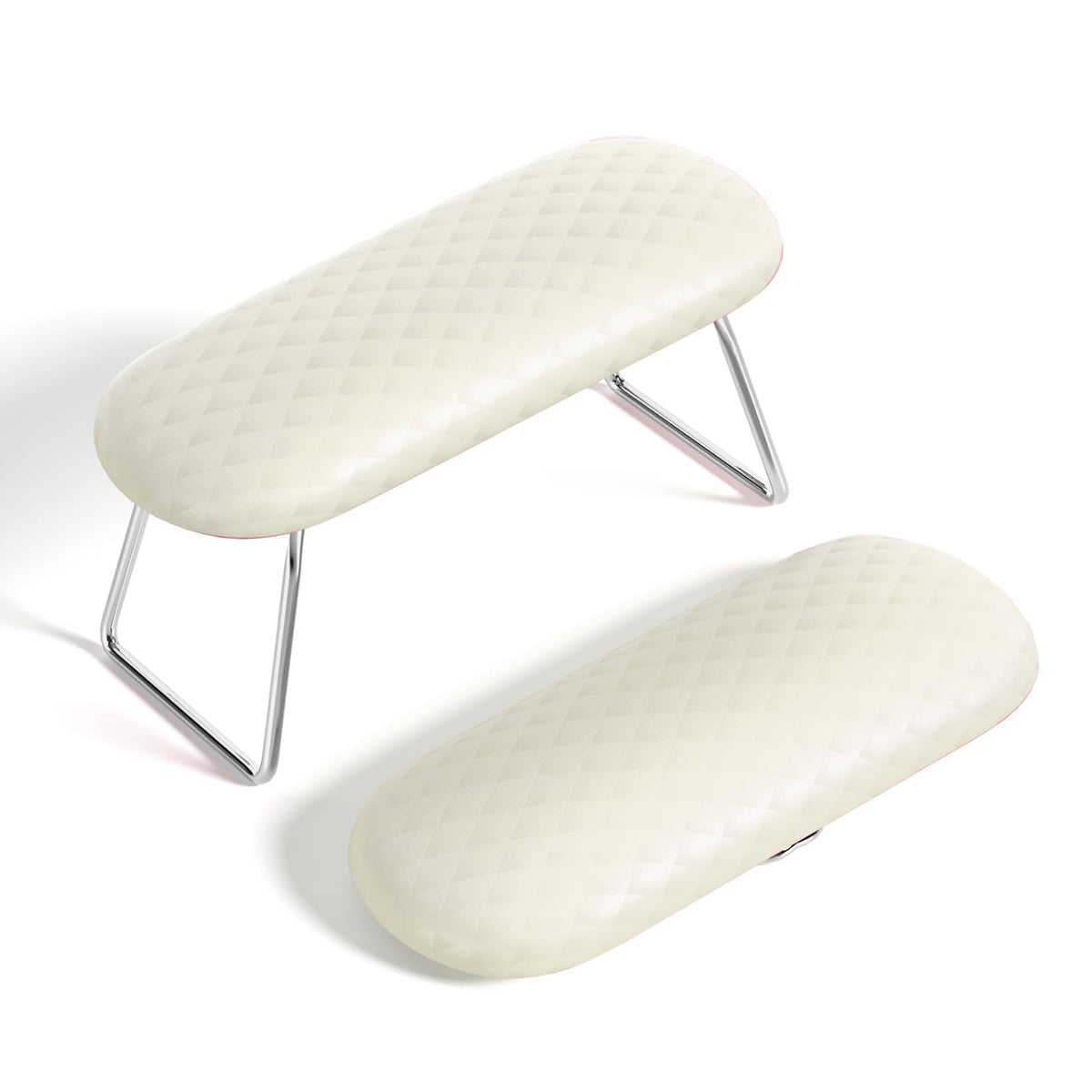 AORAEM front view of creamy white manicure arm rest showing ergonomic shape and support