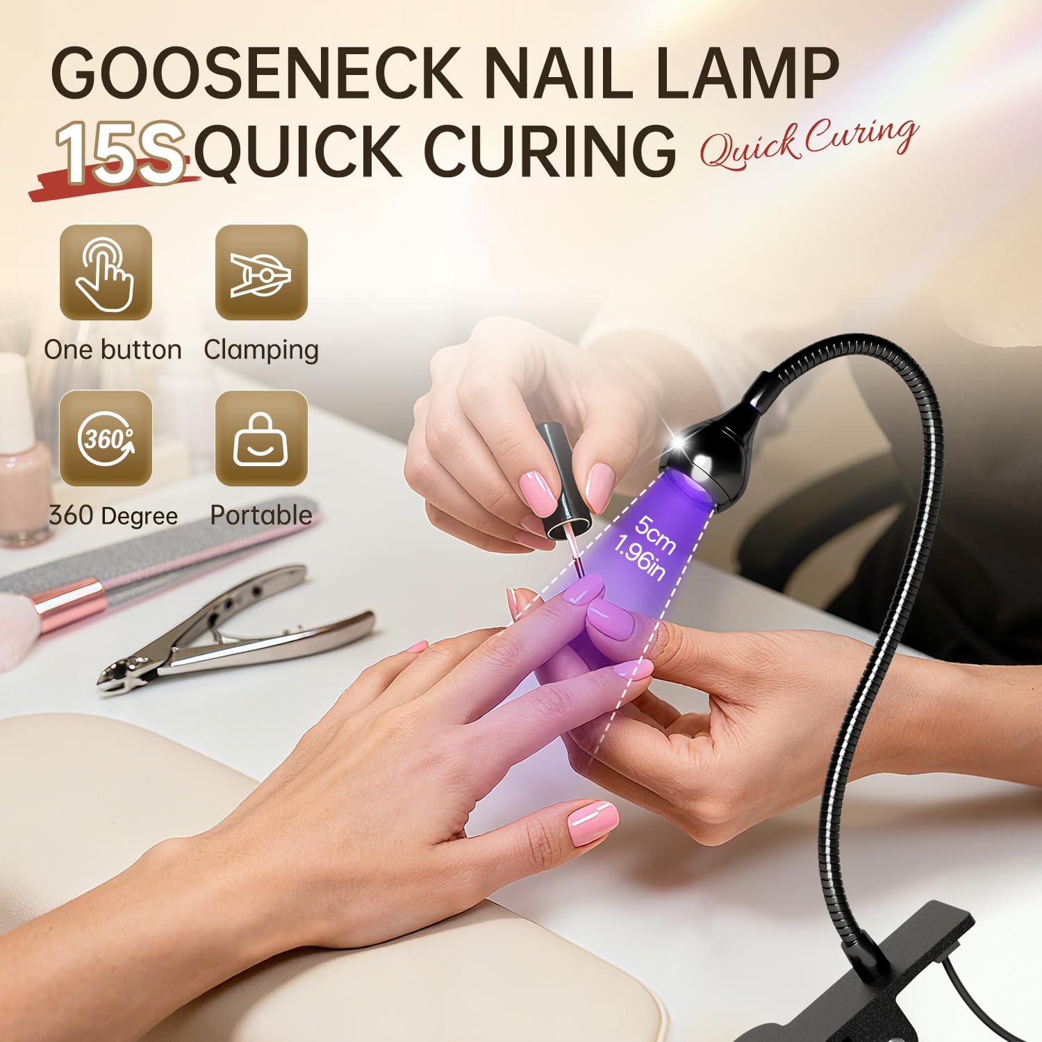 AORAEM gooseneck close-up bent 360 degrees for precise positioning