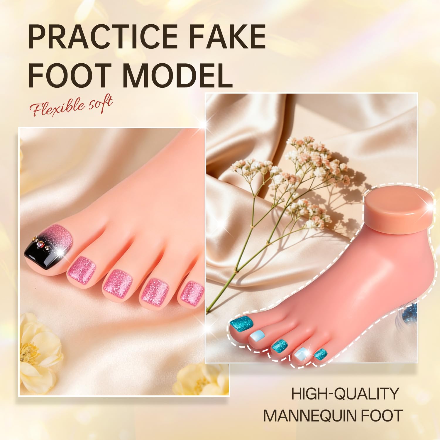 AORAEM foot next to a hand for size comparison showing compact portability advantage