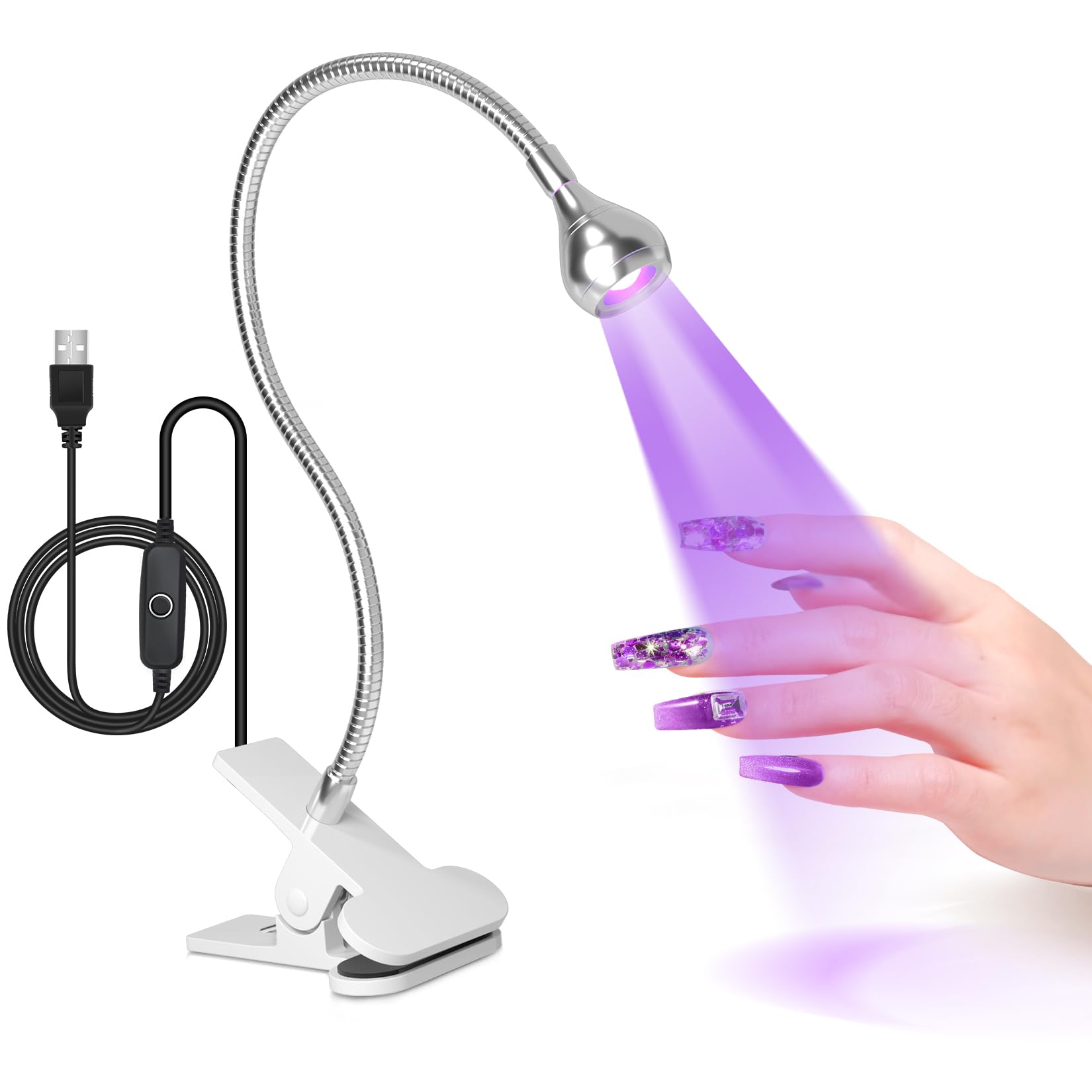 AORAEM front view showing compact silver lamp and easy controls for fast curing