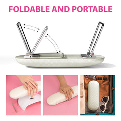 AORAEM size comparison with a hand to illustrate scale and comfortable arm positioning