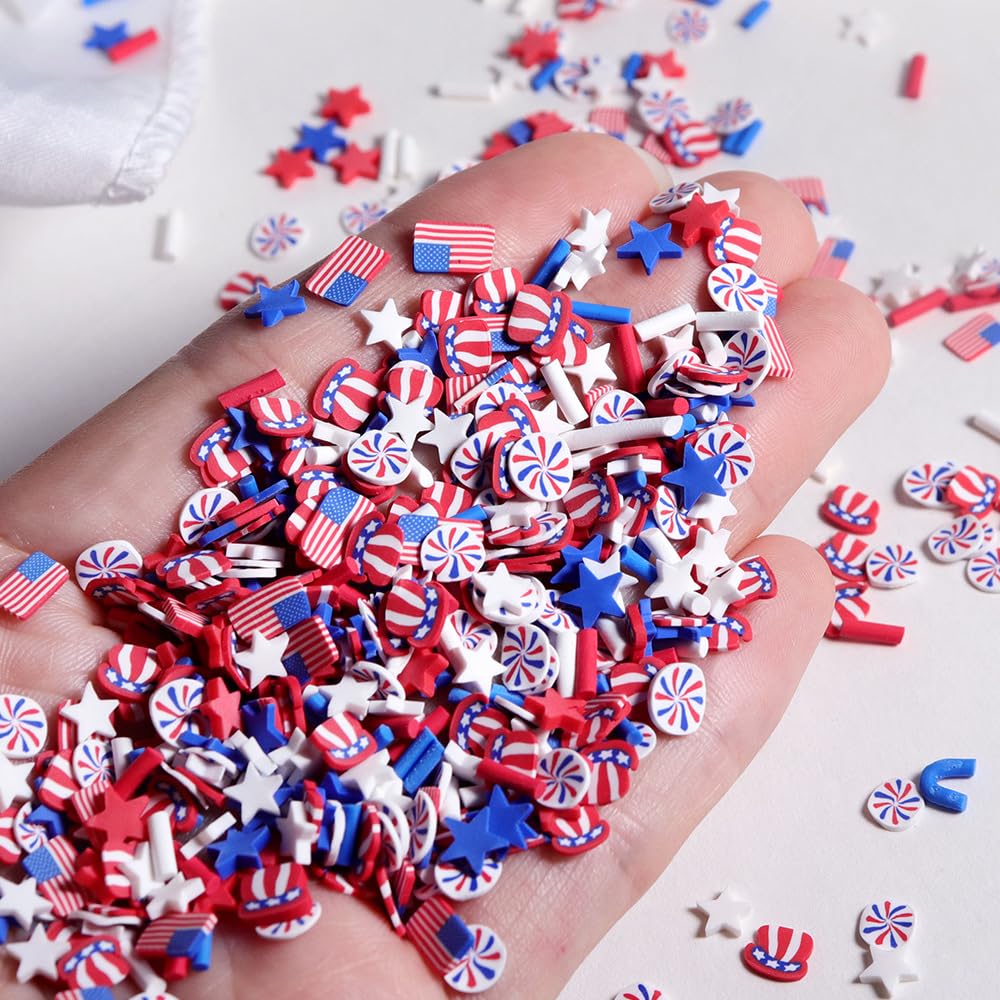 Aoustratum front packaging showing 1500-piece patriotic nail charms and variety