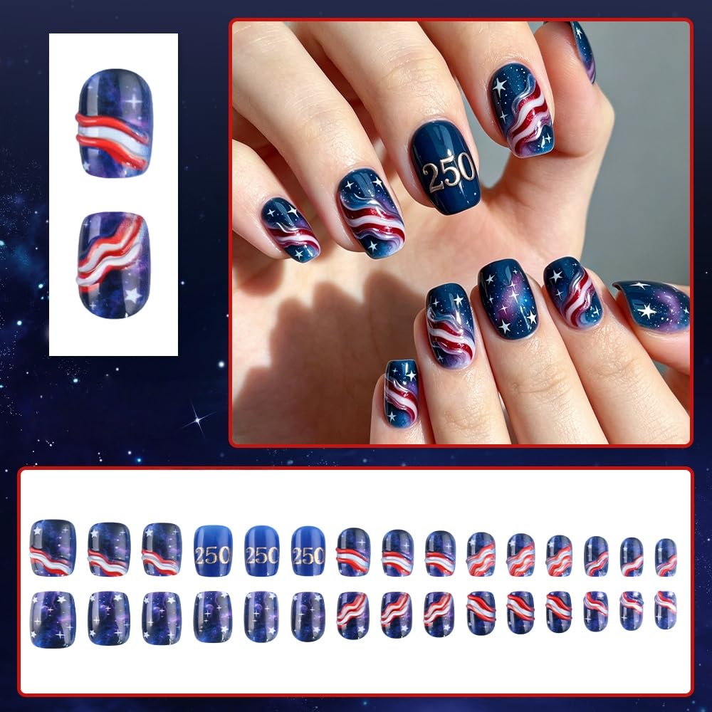 Aoustratum hand model wearing full medium square set demonstrating immediate festive look
