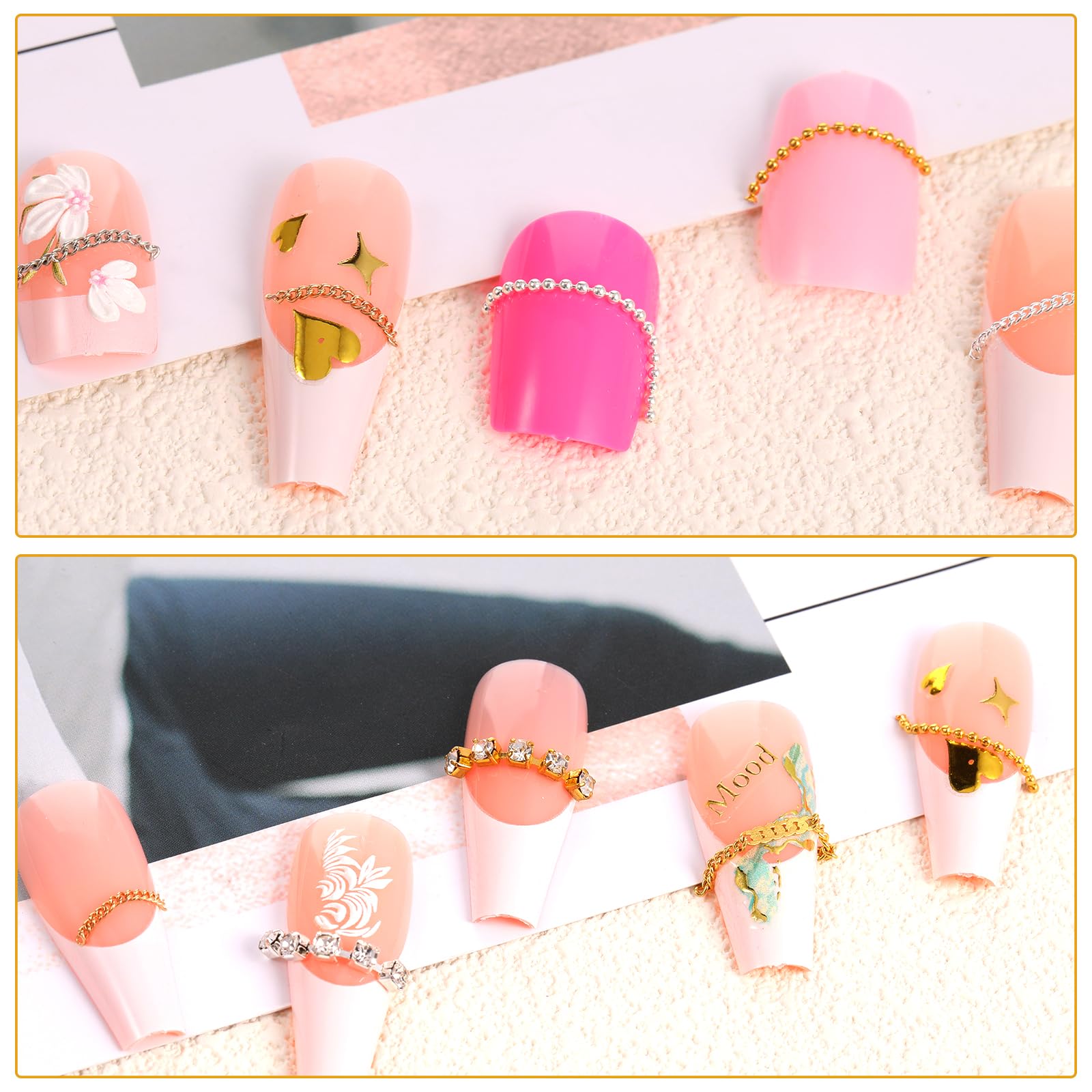AOZUO chains adhered to phone case demonstrating multiuse DIY decoration