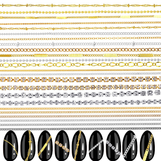 AOZUO front packaging showing mixed metal nail chains and contents benefit customization