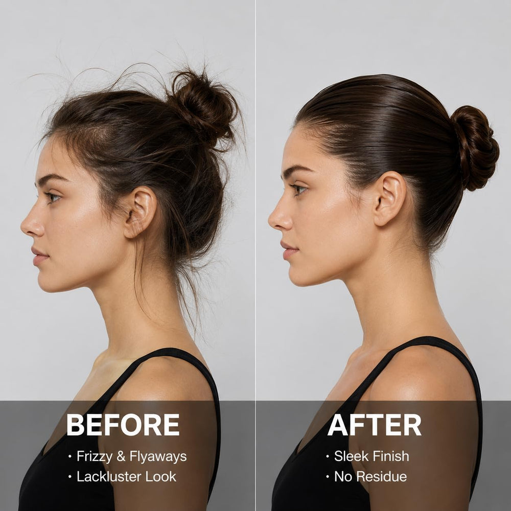 Model applying ApexFlow for a slick-back wet look with flexible hold