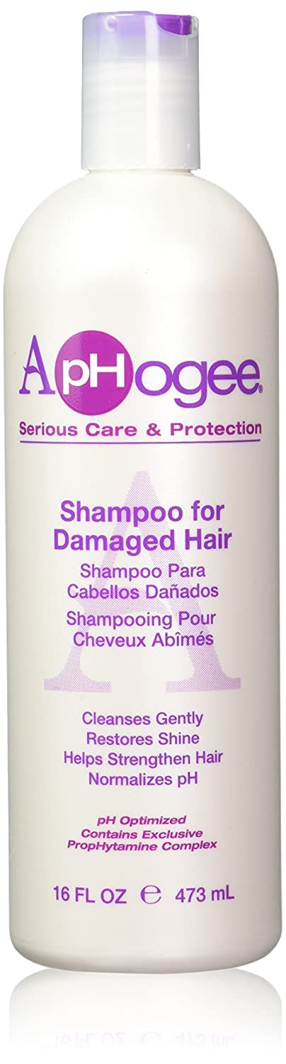 Aphogee front packaging of shampoo for damaged hair shows product and benefits