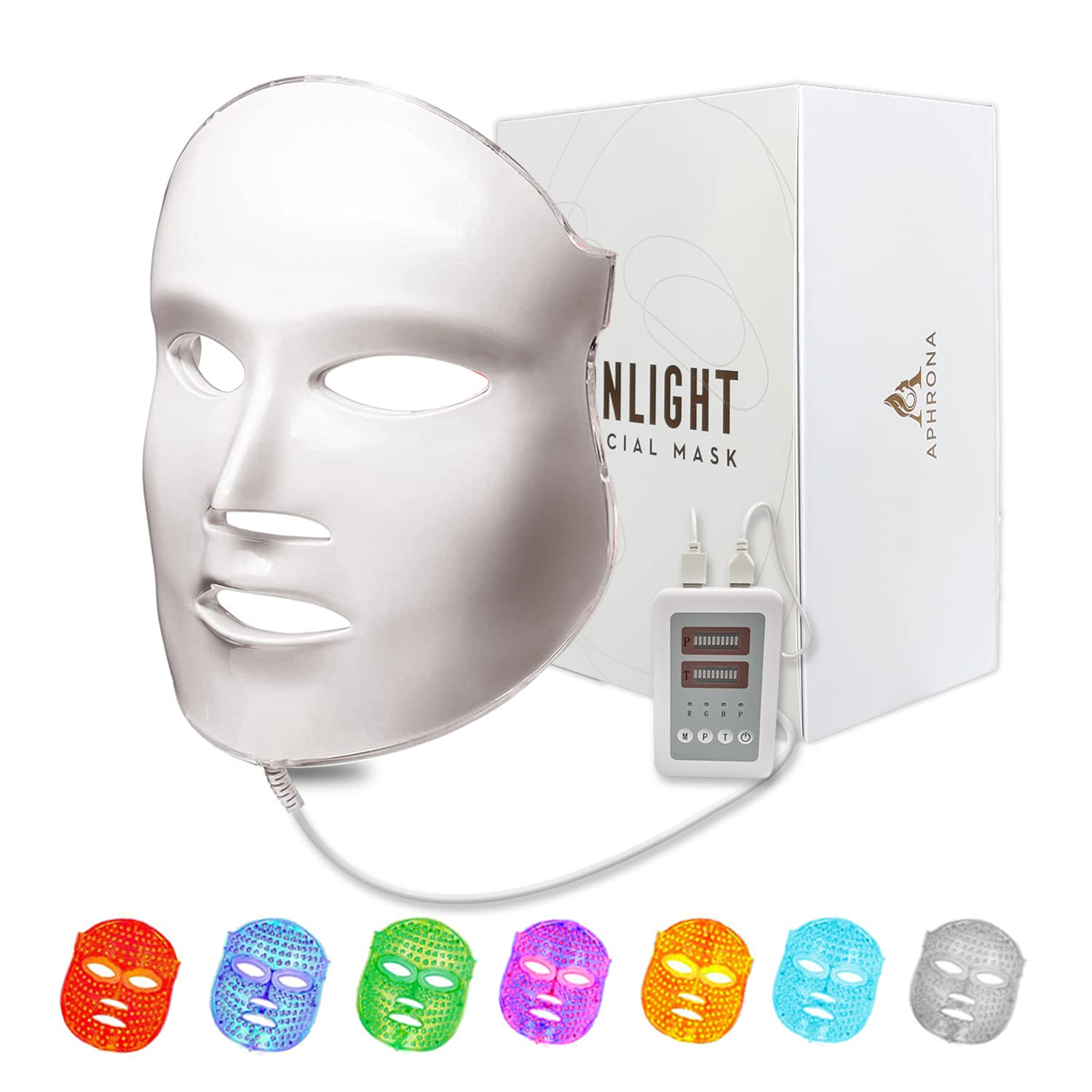 Aphrona MOONLIGHT PRO front angled view showing sleek mask and LED layout for at-home therapy