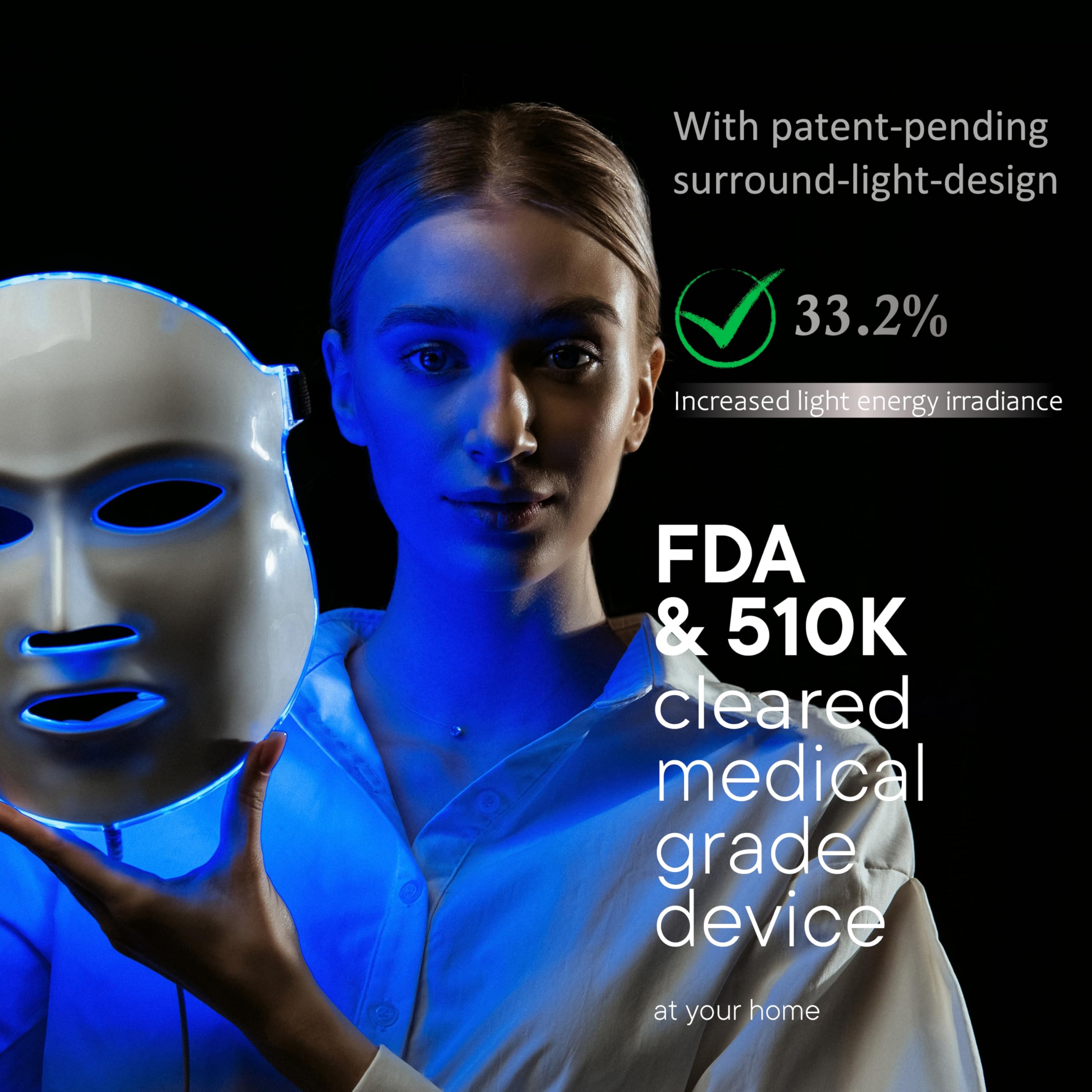 Person wearing Aphrona MOONLIGHT PRO mask during treatment showing comfortable hands-free use
