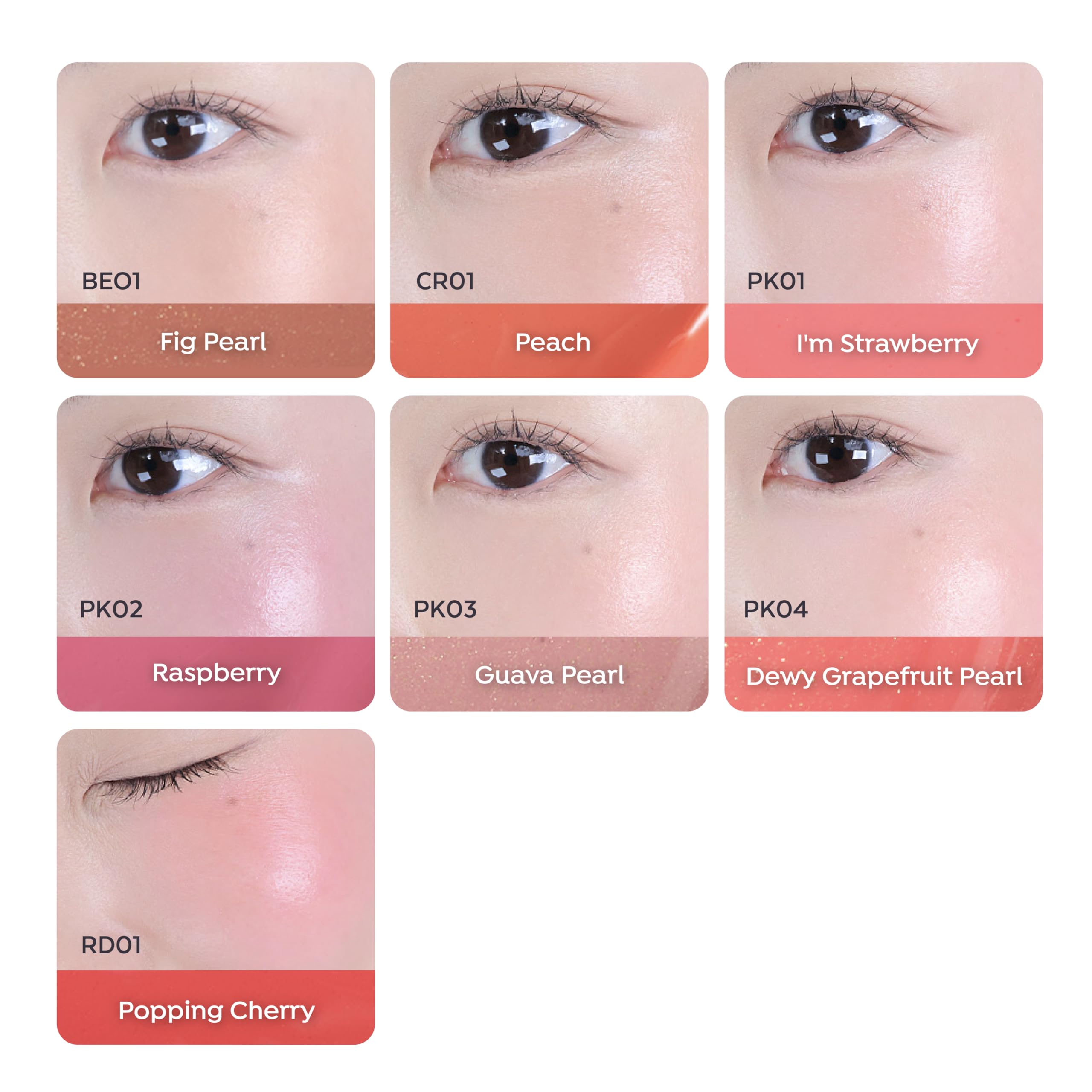 Close-up of A'PIEU applied on cheeks showing seamless blend and hydrated look benefit fresh flush