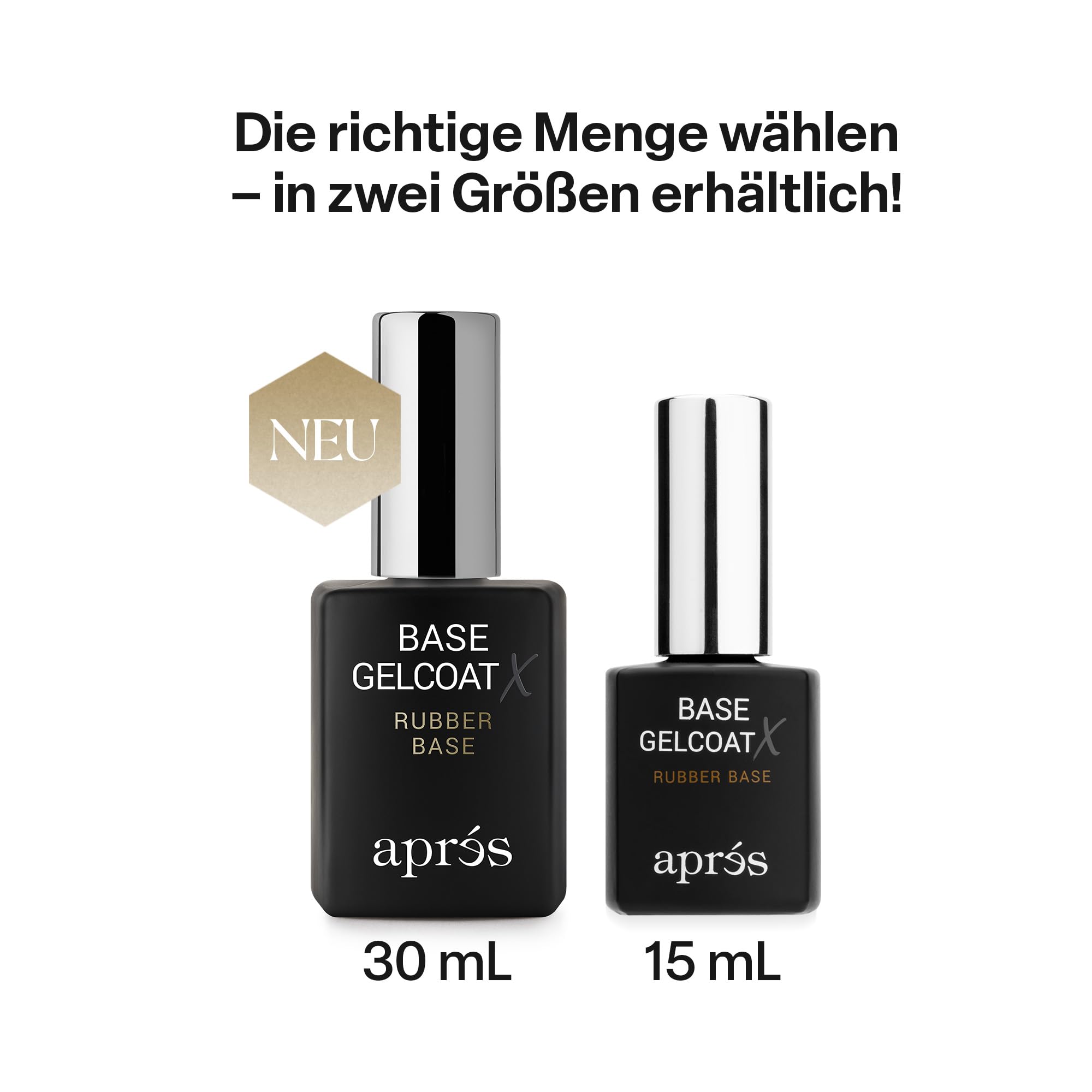 APRÉS cured nail swatch exhibiting glossy, reinforced base that prevents lifting
