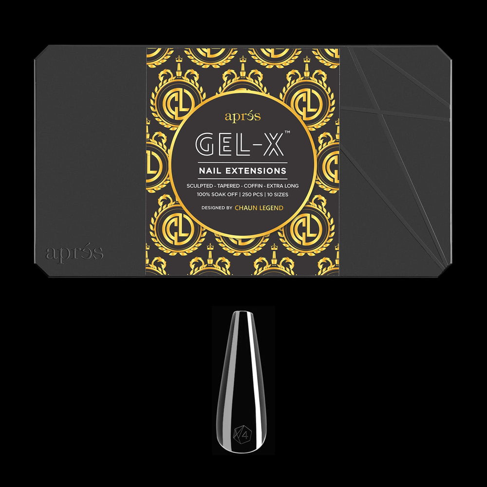 APRÉS Chaun Legend front box showing 250 Gel‑X tips for easy selection