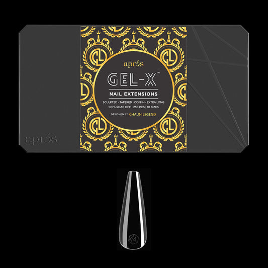 APRÉS Chaun Legend front box showing 250 Gel‑X tips for easy selection