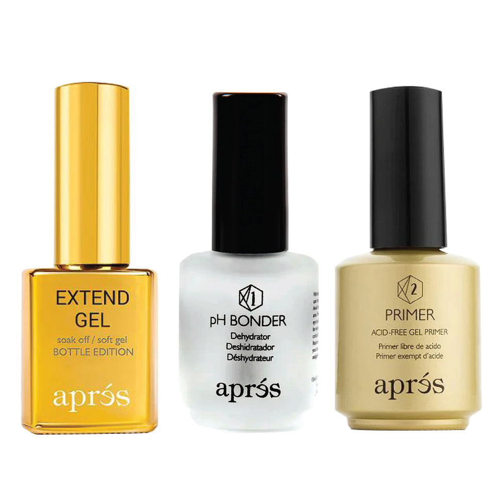 APRÉS Gold Bottle pH bonder front view showing professional packaging and quick-dry benefit