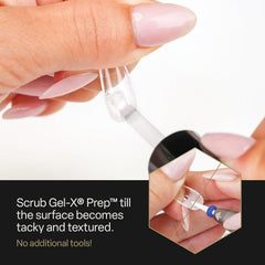 APRÉS Gel-X Prep before and after tip surface texture highlighting better bonding surface