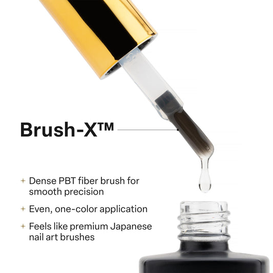 APRÉS brush and close-up texture showing smooth self-leveling benefit
