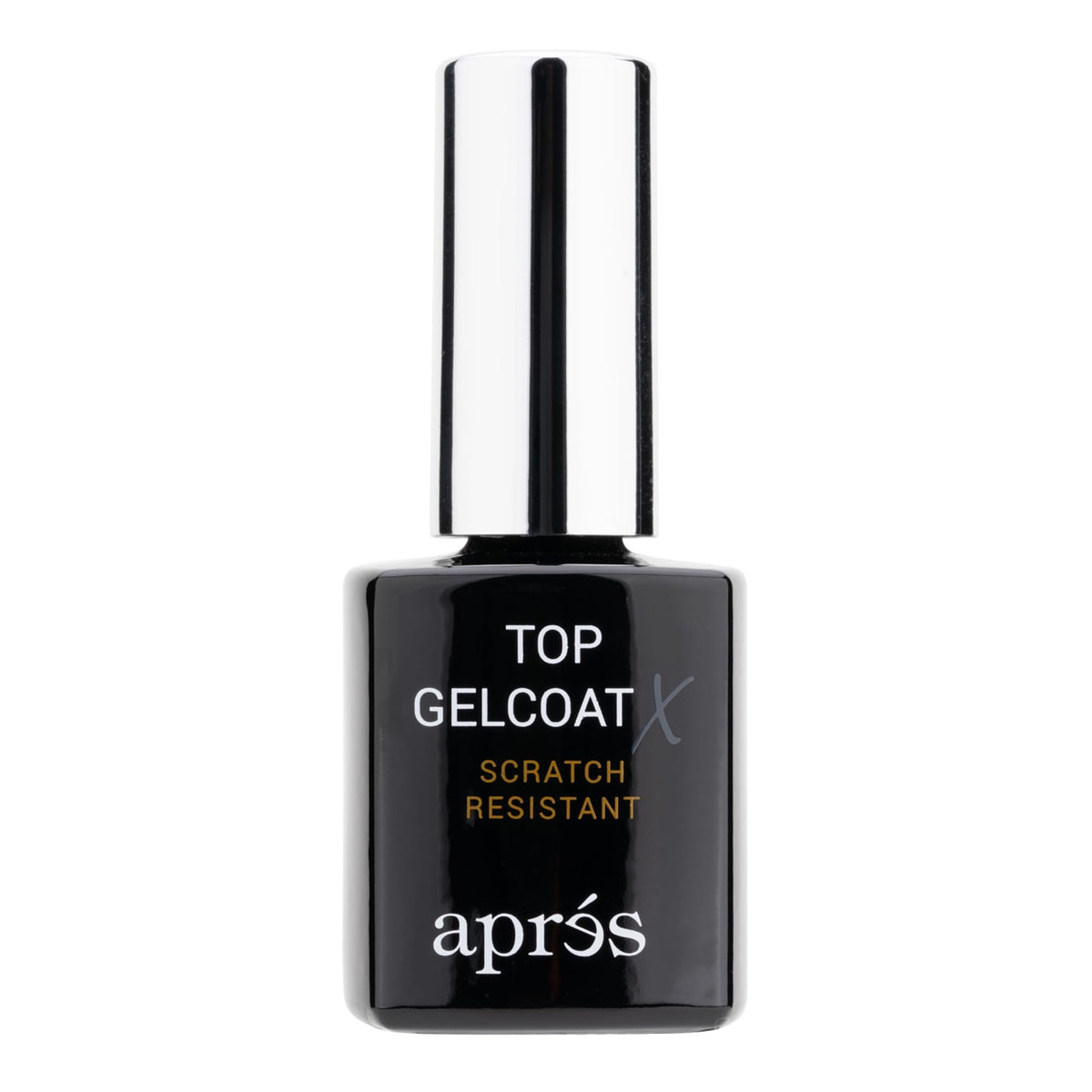 APRÉS Top Gelcoat X front bottle showing labeling and glossy benefit