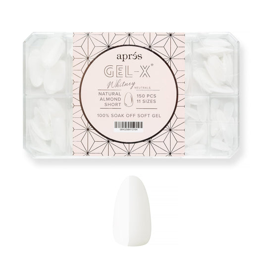 APRÉS Whitney front packaging showing 150 tips and neutral almond short finish