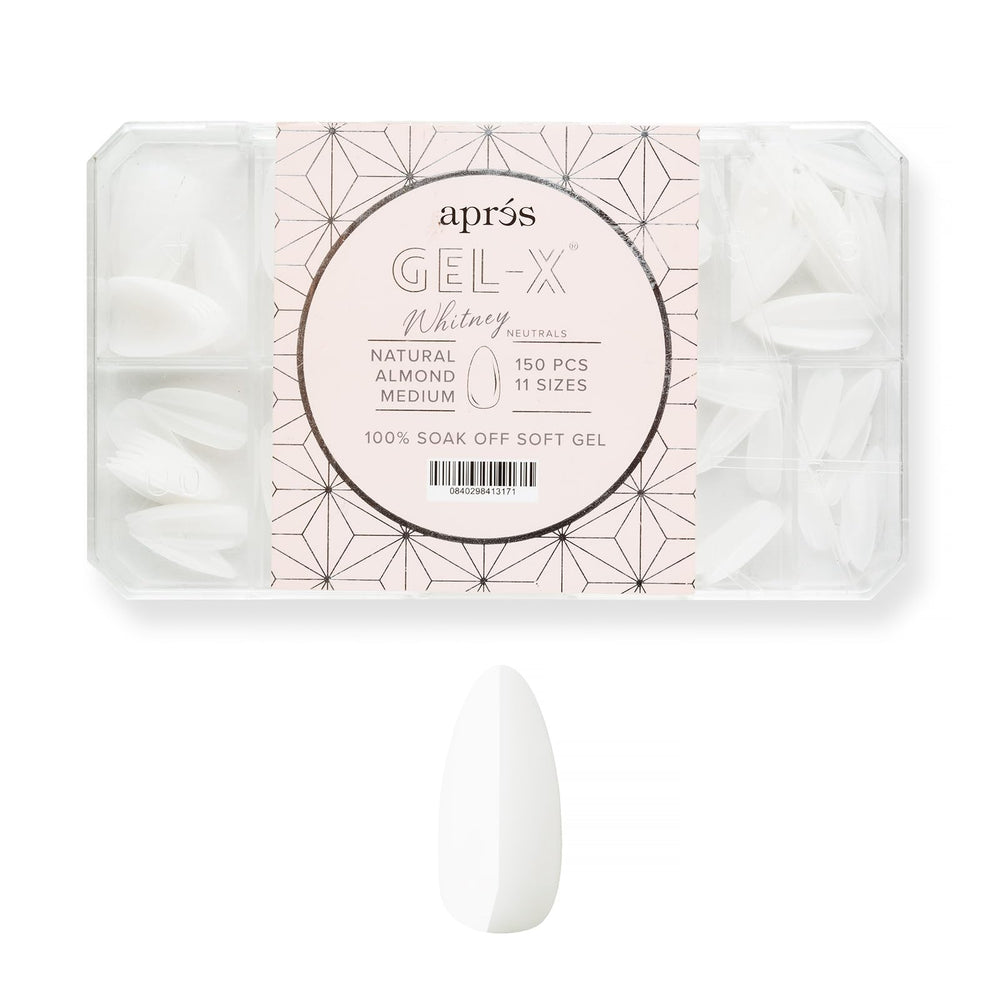 APRÉS Whitney front packaging showing 150 tips and almond medium shape