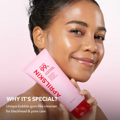 APRILSKIN foamy lather on skin to demonstrate gentle yet thorough cleansing action