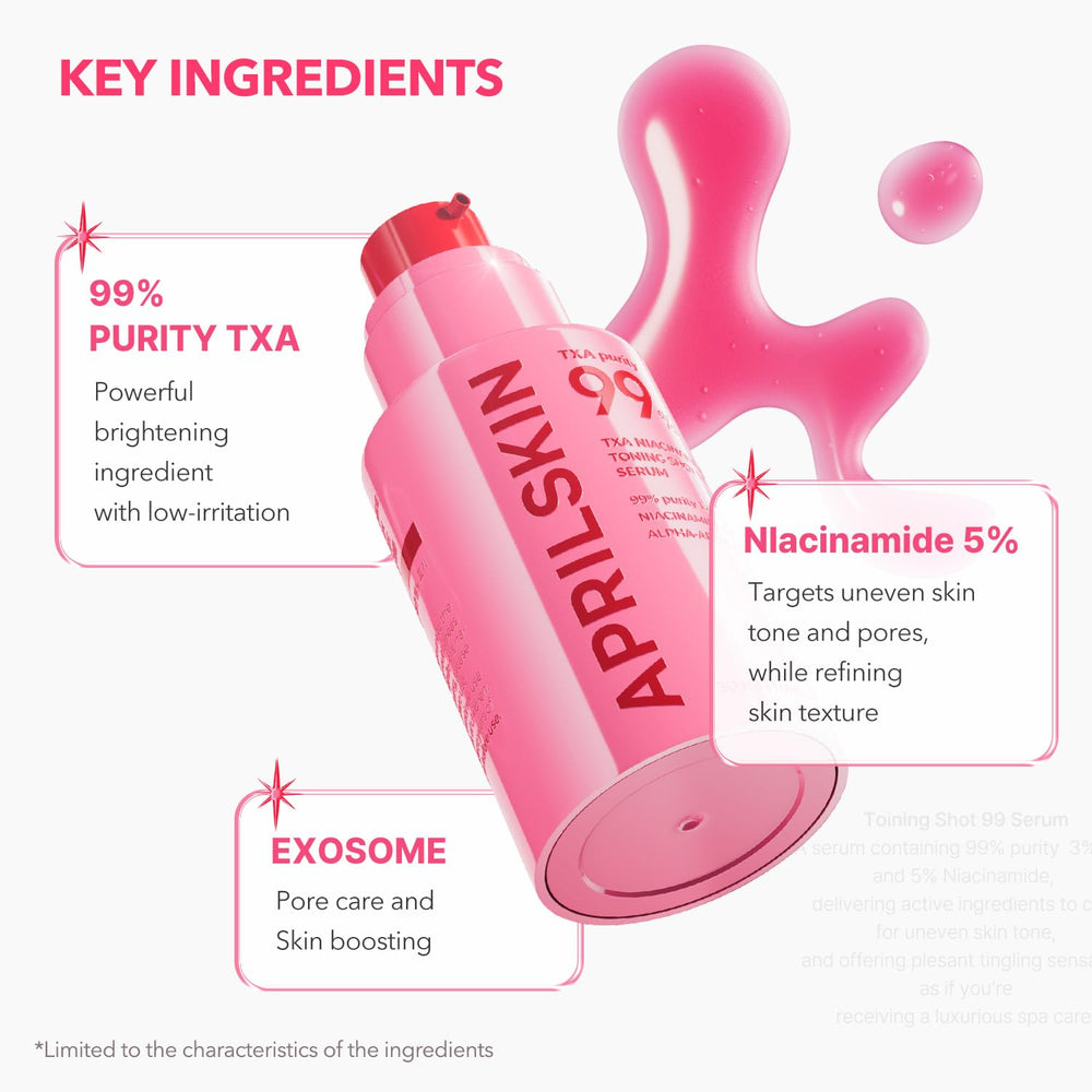 APRILSKIN serum on skin surface demonstrating non-sticky finish and glow benefit