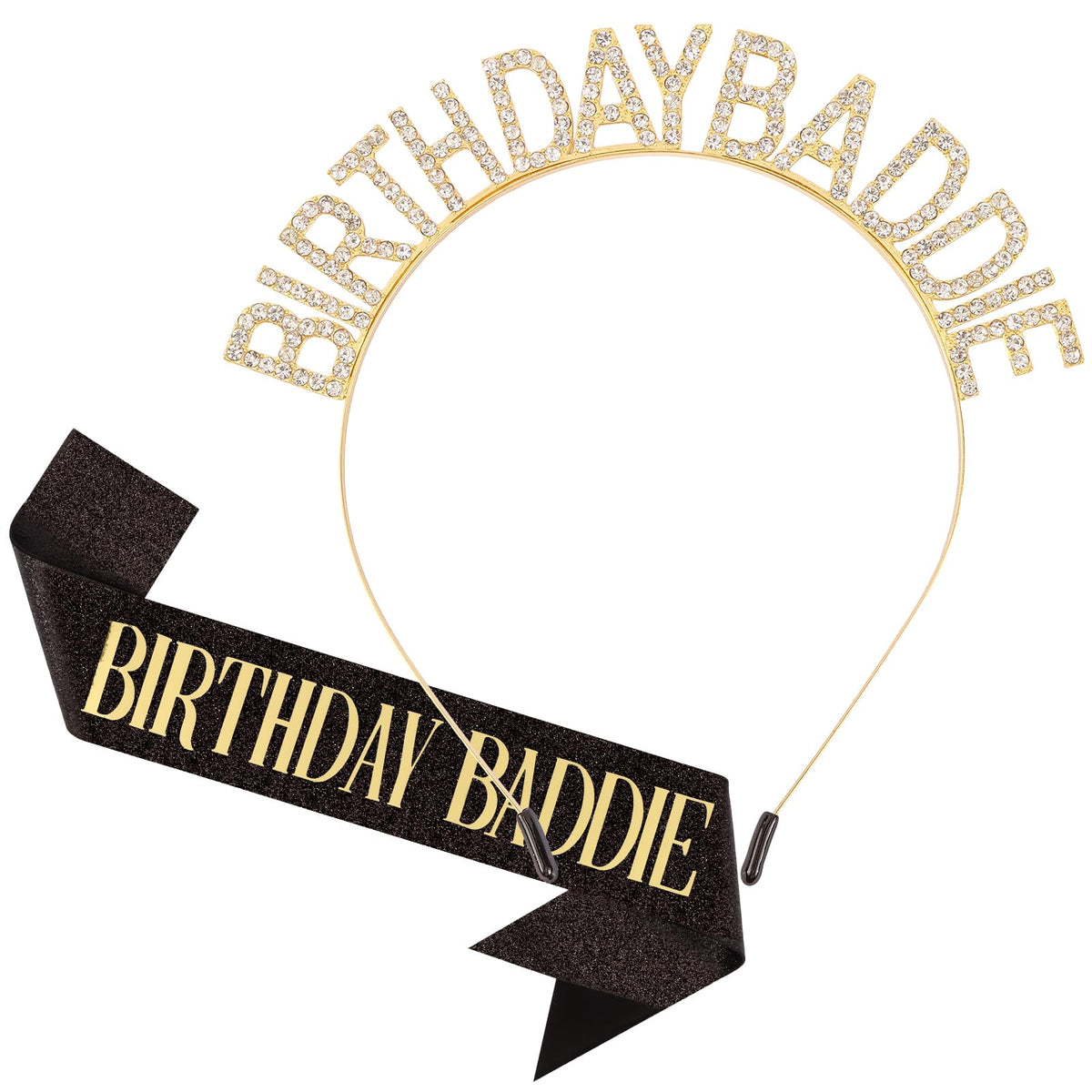 Aprince headband front display showing bold lettering and glam sparkle