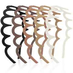 Aprince front view of five-piece headband set showing neutral matte finish and variety