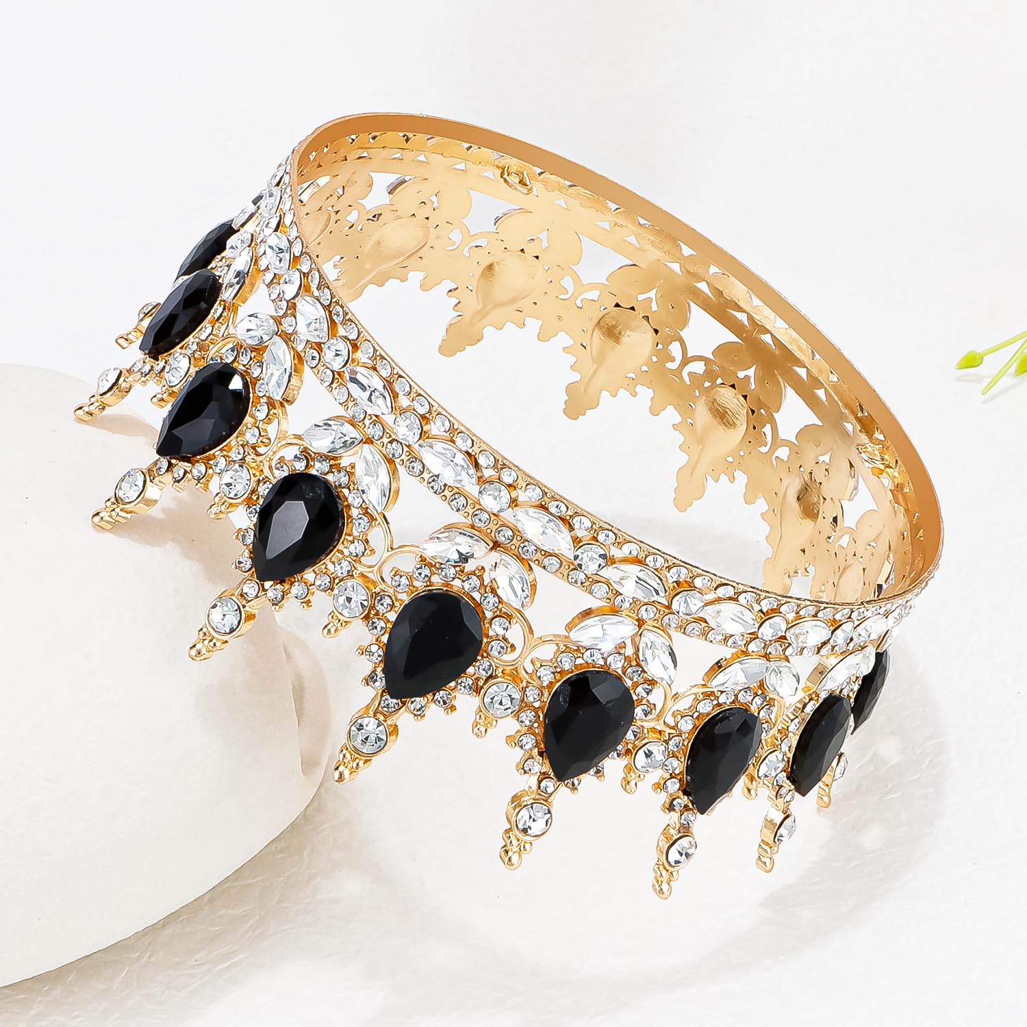 Aprince tiara worn in styled hair demonstrating secure, elegant look