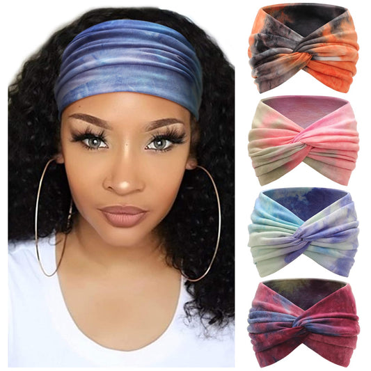 AQOKKA front view of extra wide headband showing clean design and styling benefit