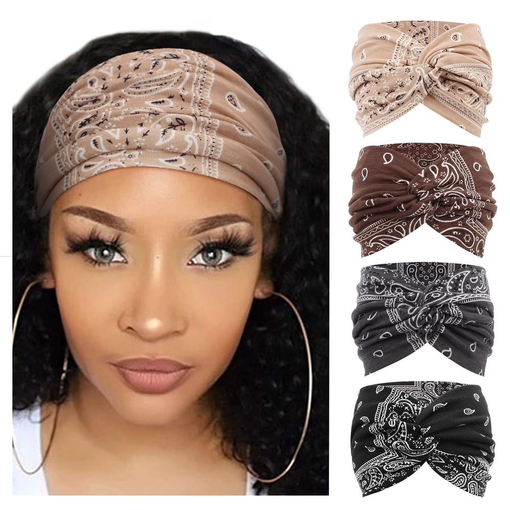 AQOKKA front view of four headbands neatly stacked, shows color variety and compact pack