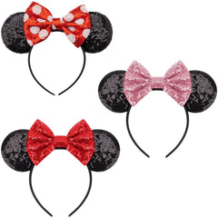 AQOKKA front view mouse ears headband showing full bow and structured ears for instant sparkle