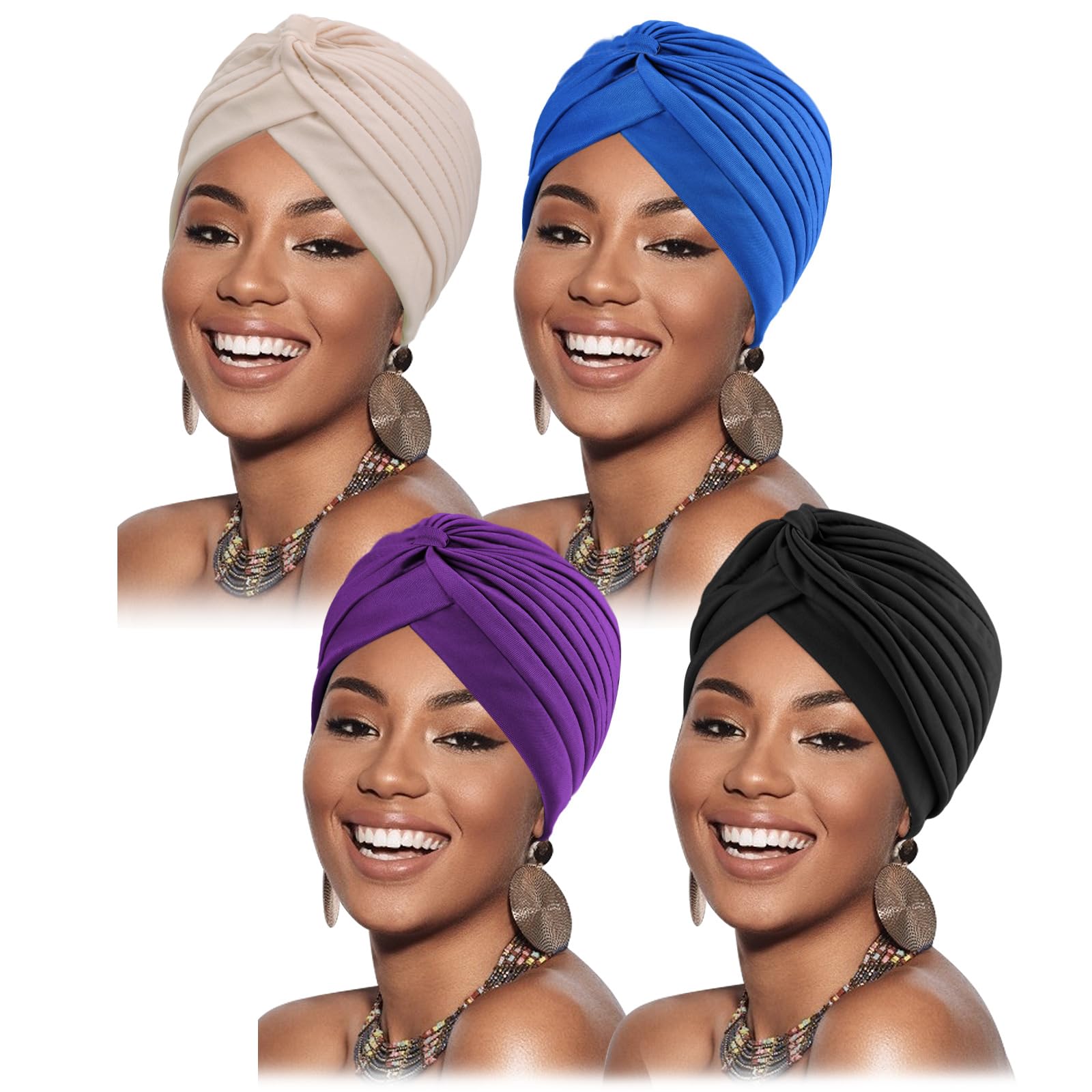 AQOKKA front view pleated turban showing neat knot and polished look