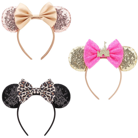 AQOKKA front view showing sequin mouse ears and bow, adds instant sparkle