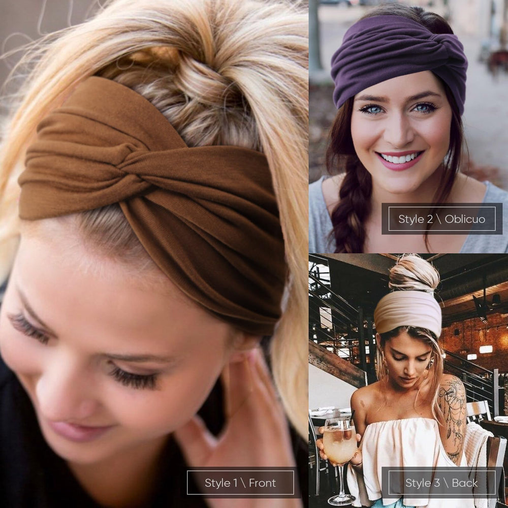 AQOKKA headband on model outdoors demonstrating non-slip hold and everyday style benefit