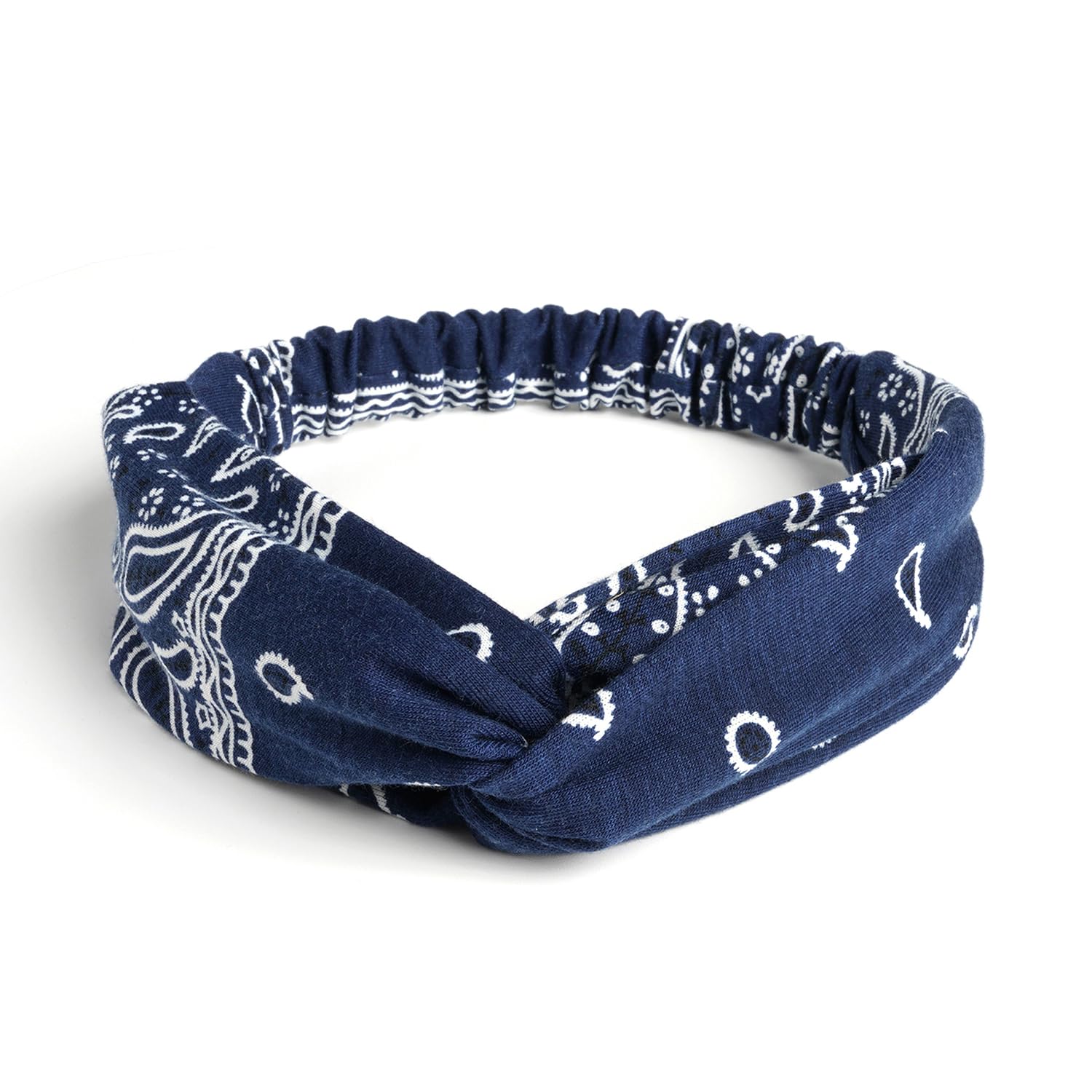 AQOKKA headband worn by model demonstrating secure non-slip fit during activity
