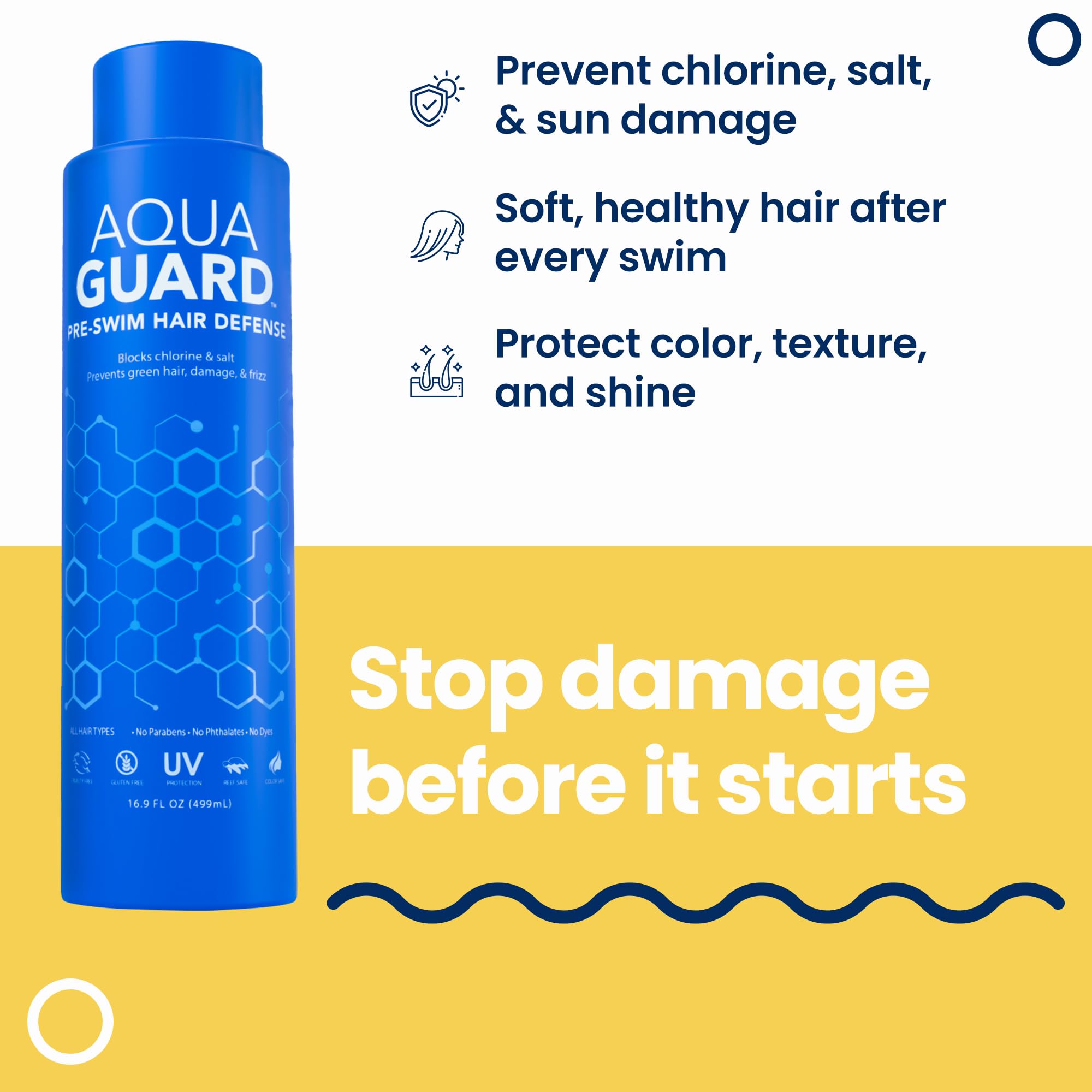 AQUA GUARD bottle beside towel demonstrating pool readiness