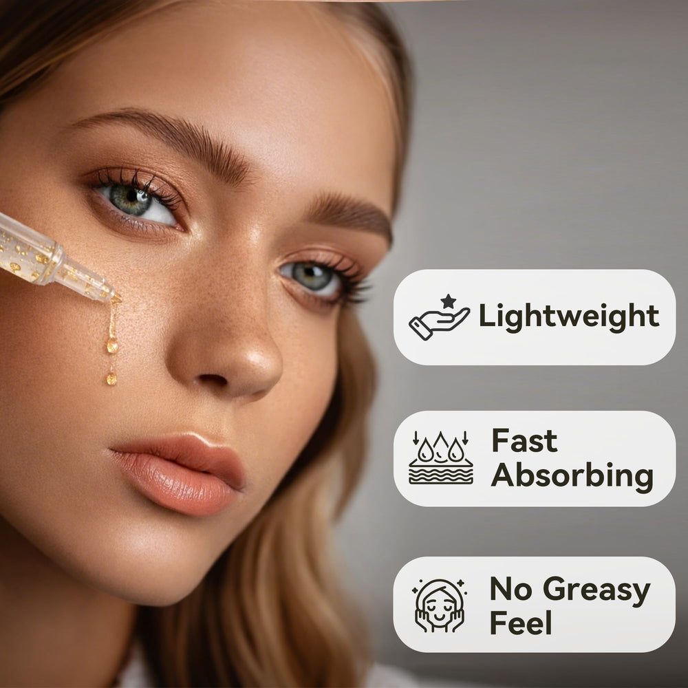 Aquae ampoule on hand scale demonstrating product size and easy layering benefit