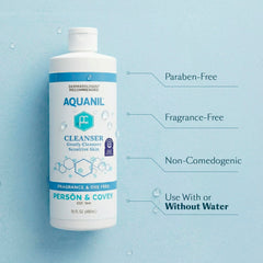 Aquanil applied to wet skin showing effective removal and hydrating feel