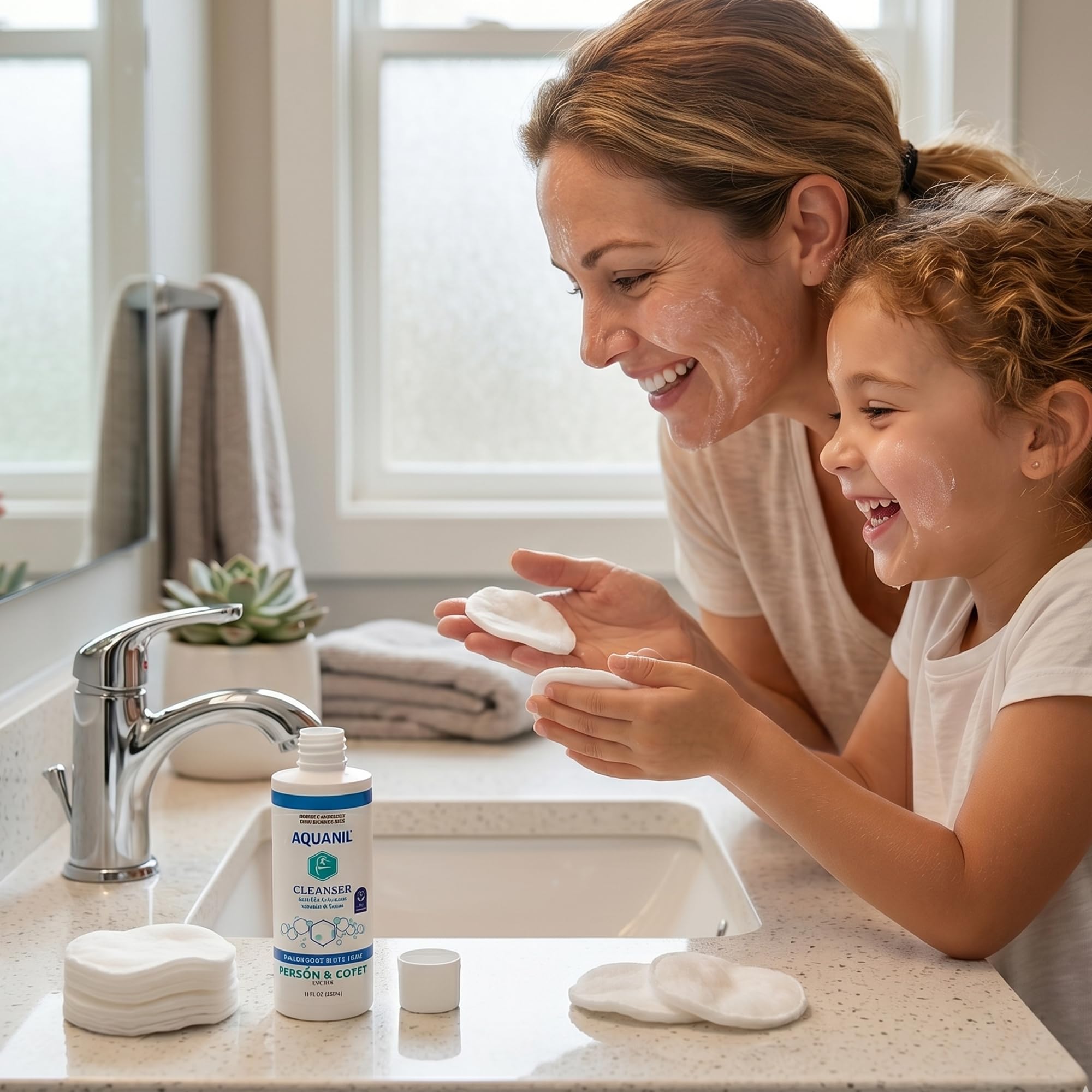 Aquanil in bathroom lifestyle scene highlighting daily routine simplicity