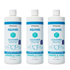 Aquanil front packaging showing three 16 oz bottles and clear labeling benefits