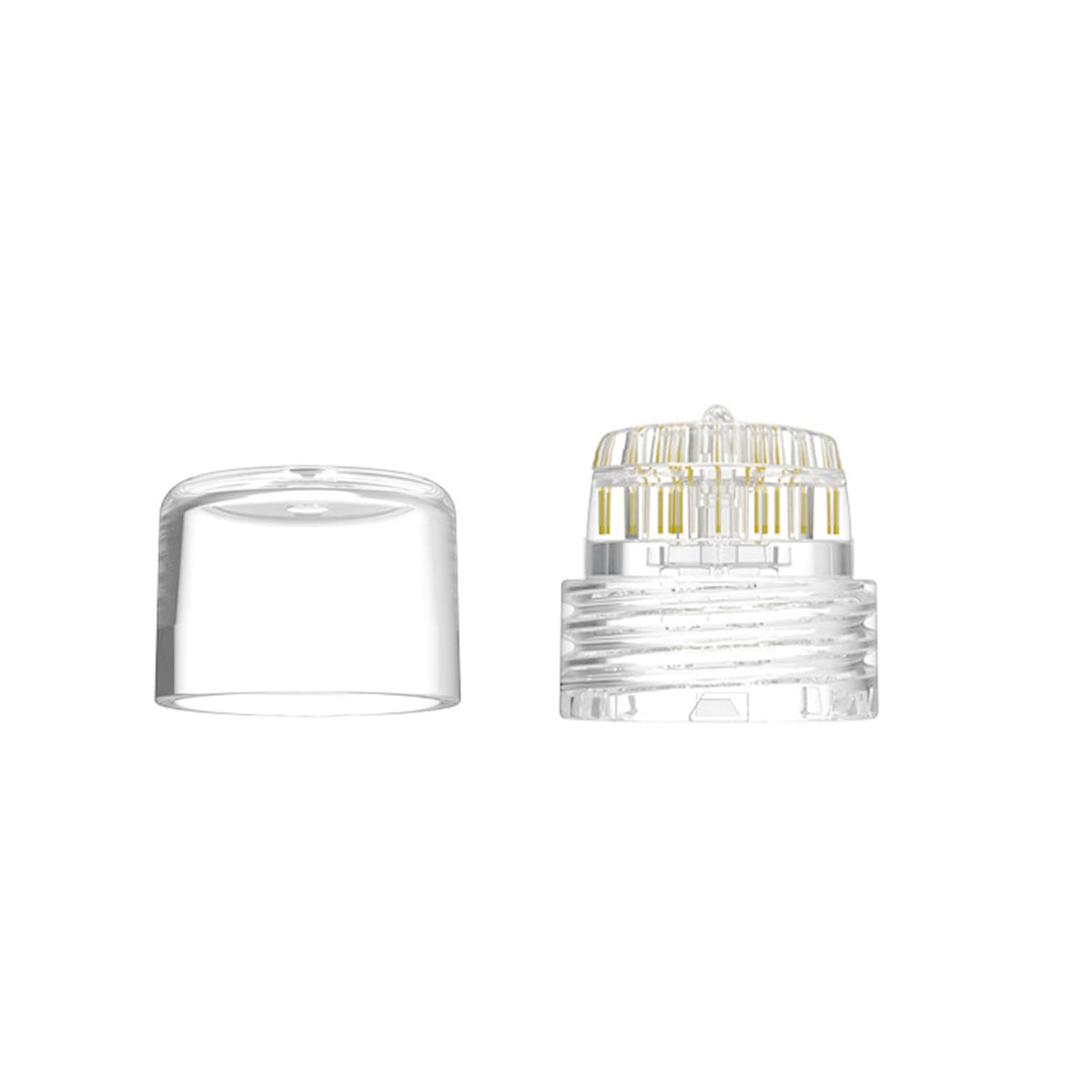 AQUAPEN derma stamp front view showing clear housing and threaded connection for easy inspection