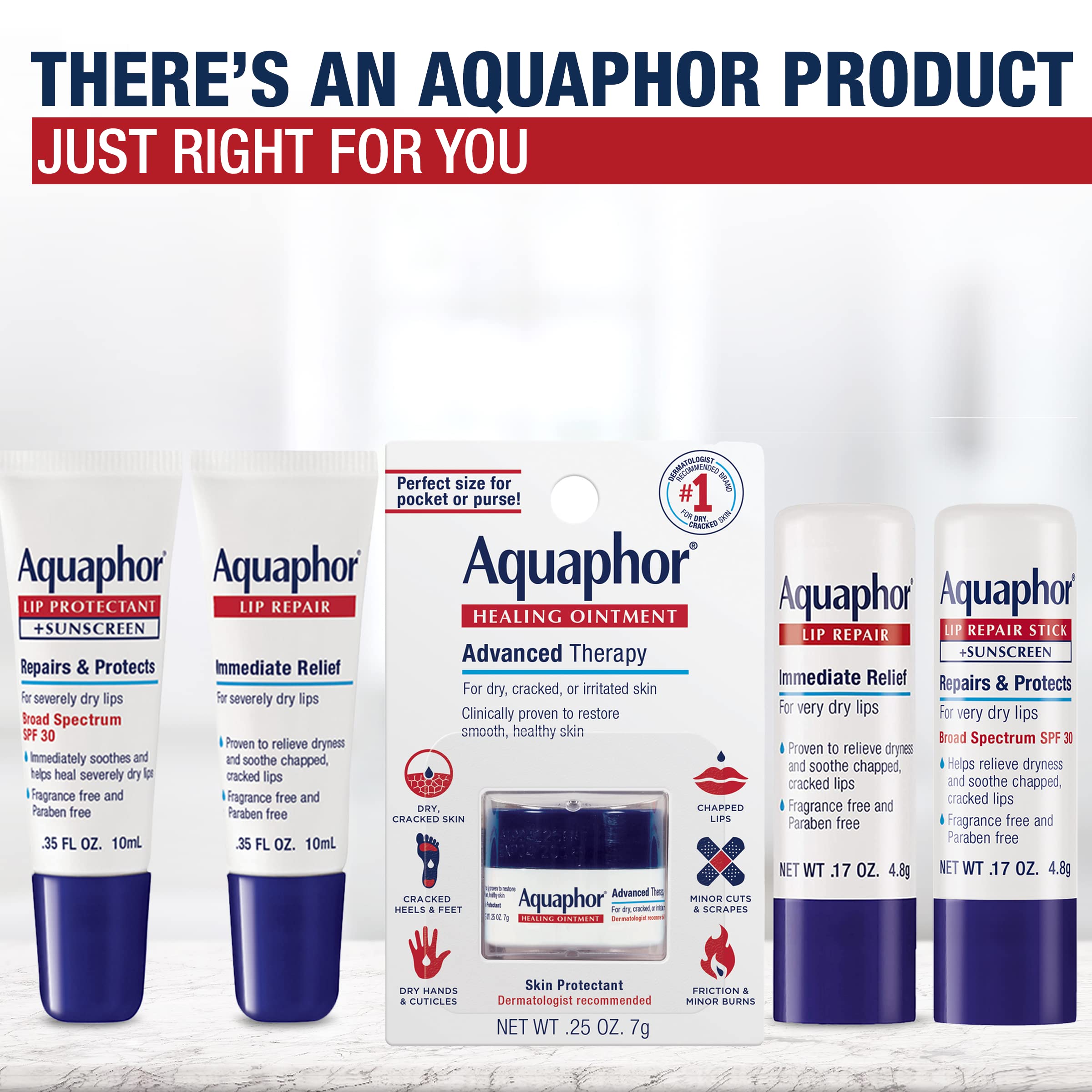 Aquaphor being applied outdoors to protect lips from wind and cold benefit