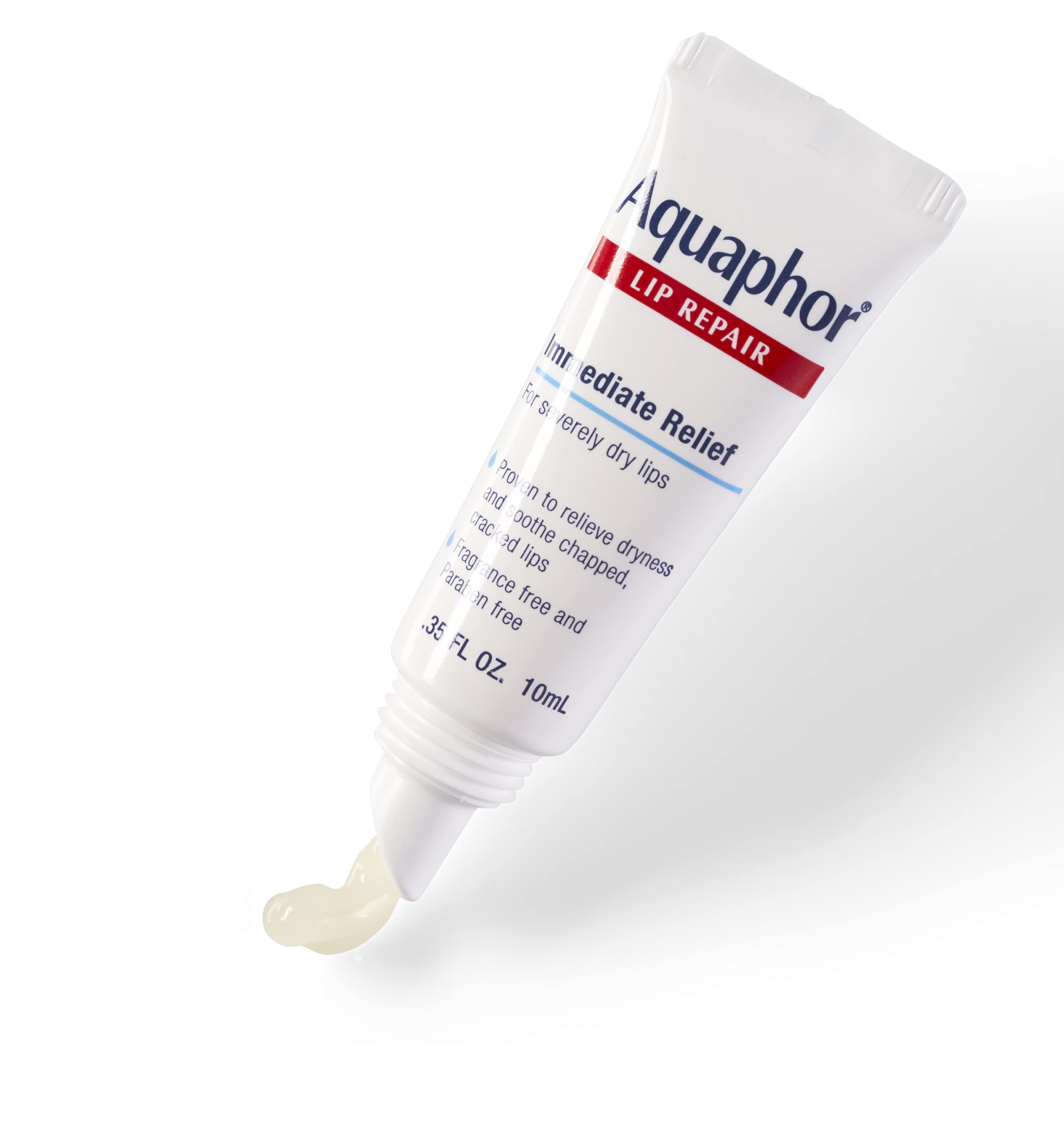 Aquaphor lip repair tube on nightstand illustrating overnight repair convenience