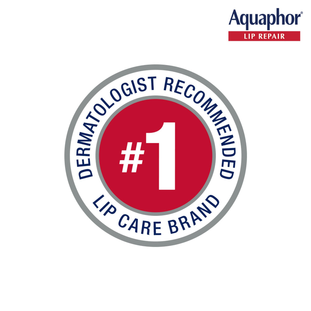 Texture of Aquaphor lip repair ointment on fingertip showing moisturizing sheen