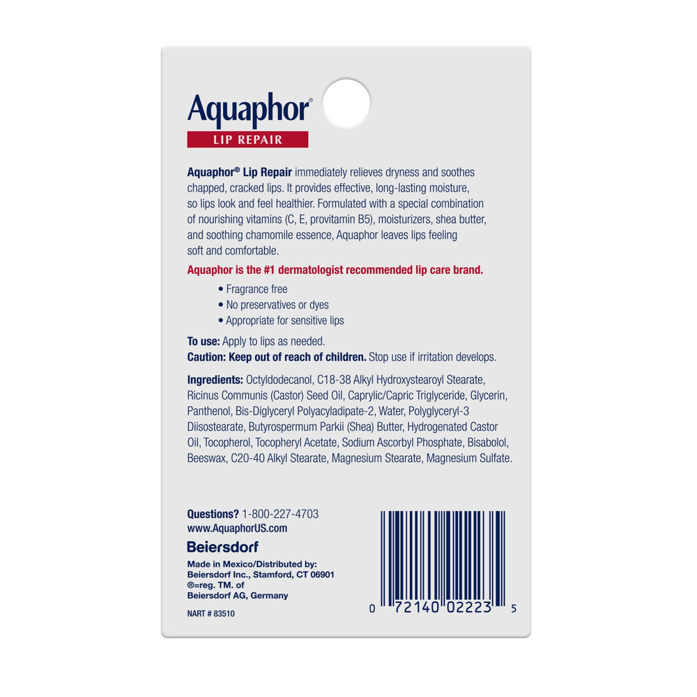 Aquaphor lip repair tube tucked inside a pocket demonstrating portability