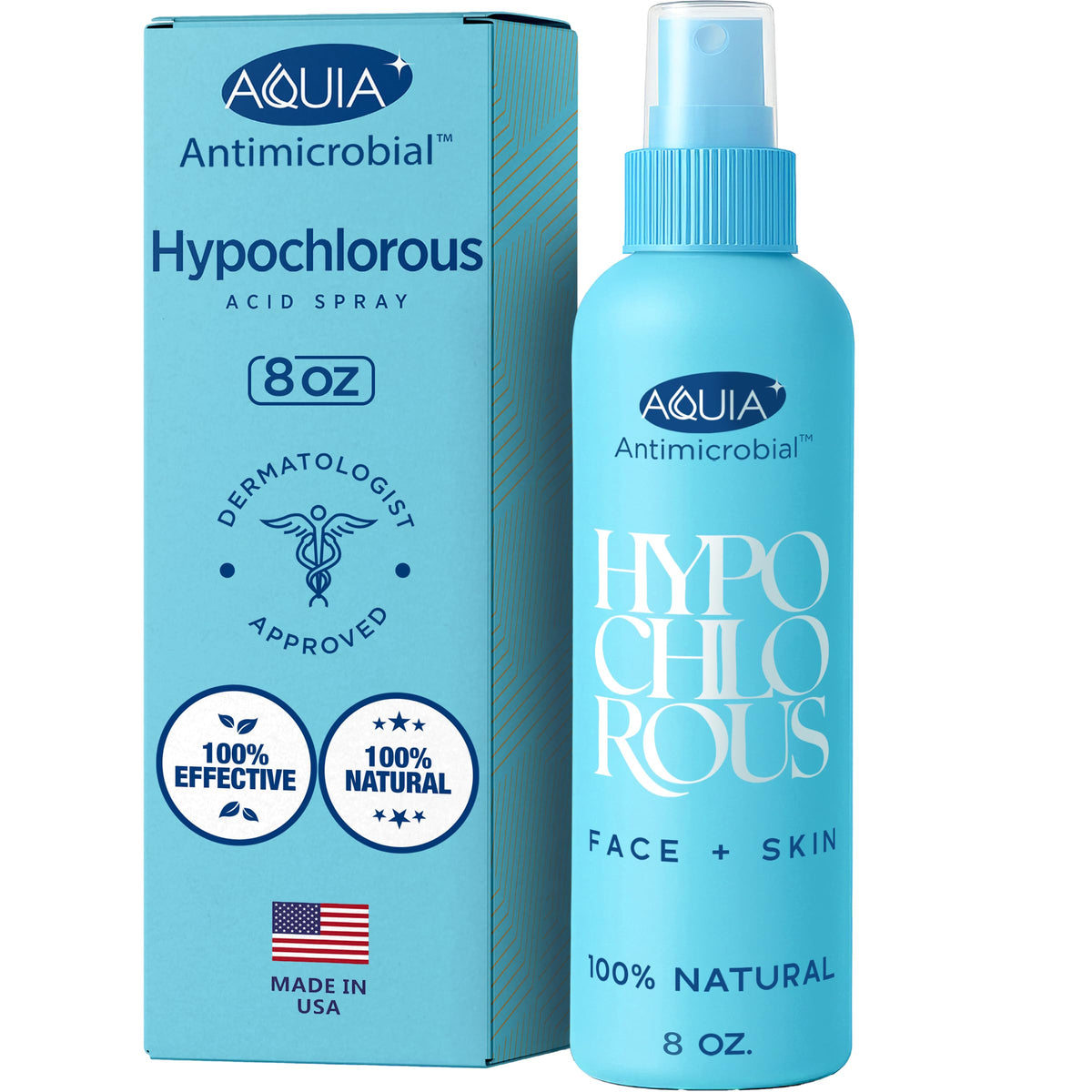 Aquia front bottle showing label and calming face spray for gentle cleansing