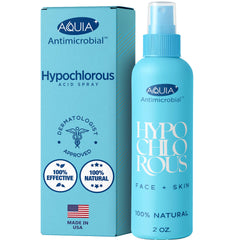 Aquia front label on 2oz bottle showing compact antimicrobial spray for travel