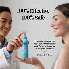 Aquia mist on skin being applied to a cheek for soothing benefit