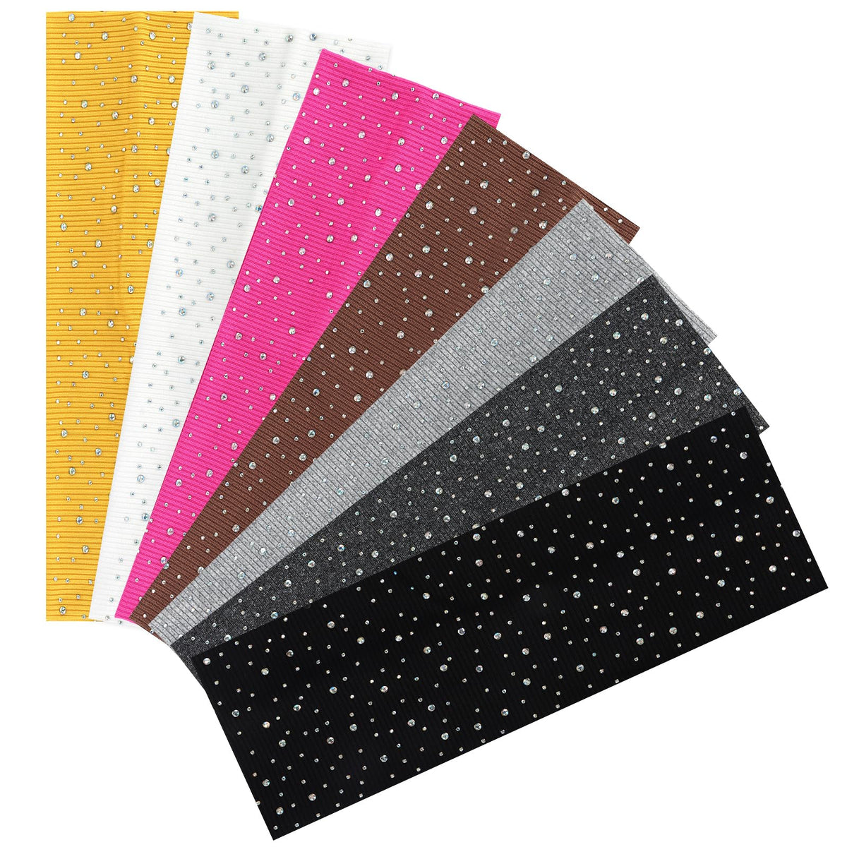 Araluky front view of seven headbands showing colors and neat arrangement, stylish convenience