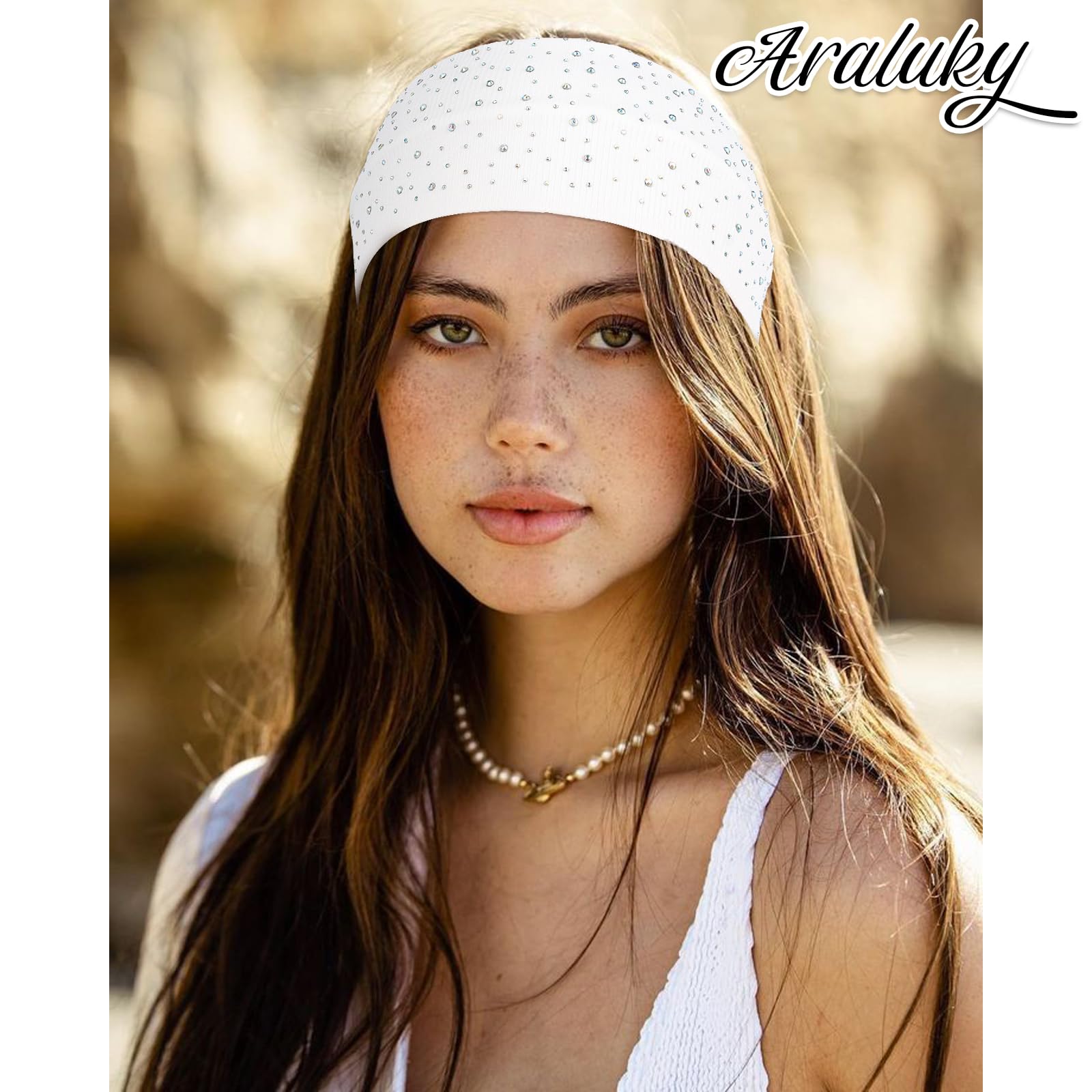 Araluky headband worn outdoors on woman demonstrating secure non-slip hold during activities